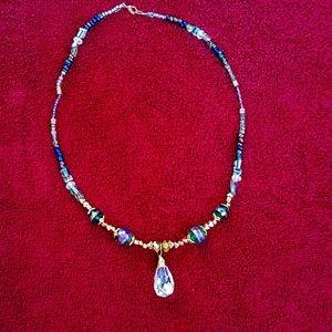 Glass beaded handmade multi colored 18 inch neckla